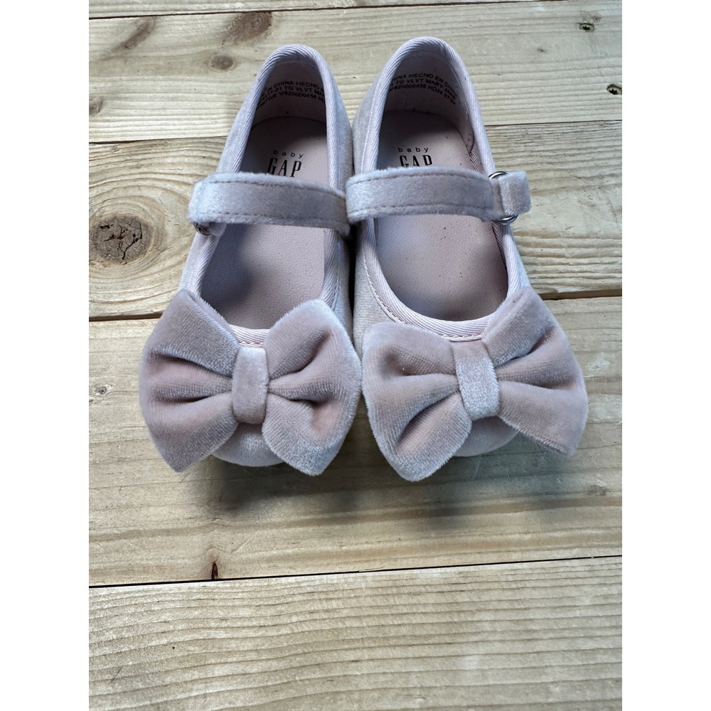 Baby Gap‎ Pink Velvet Mary Jane Bow Flats Toddler Girls Size 5 Dress Shoes